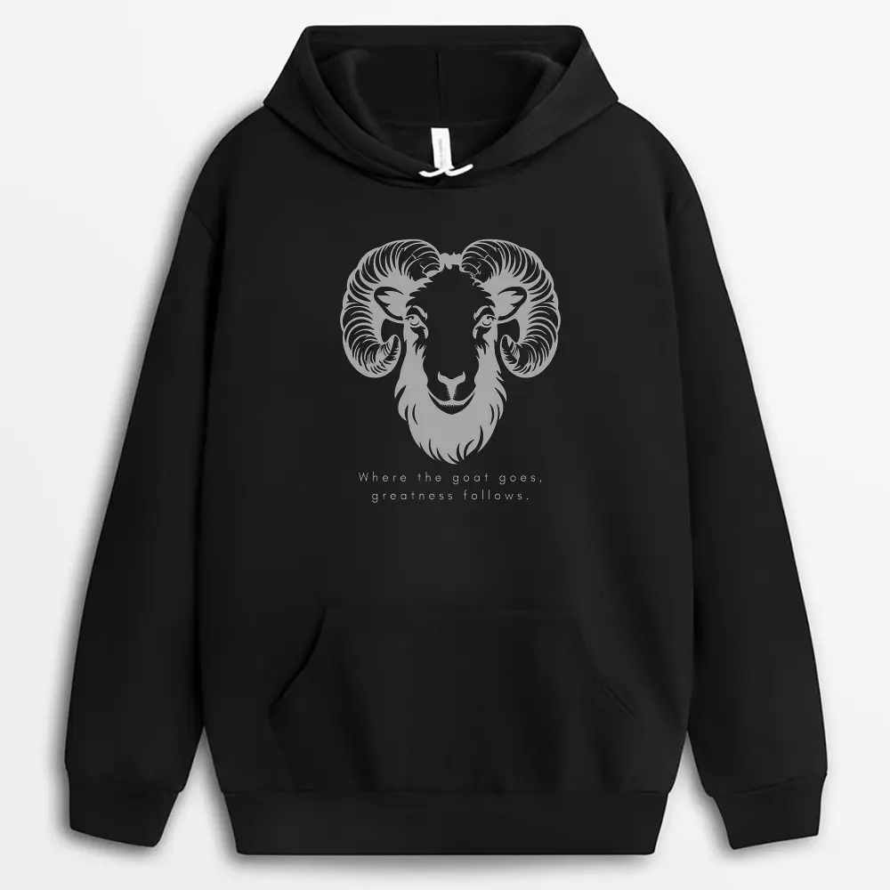 Where The Goat Goes Greatness Follows Shawlxgap Hoodie - Black